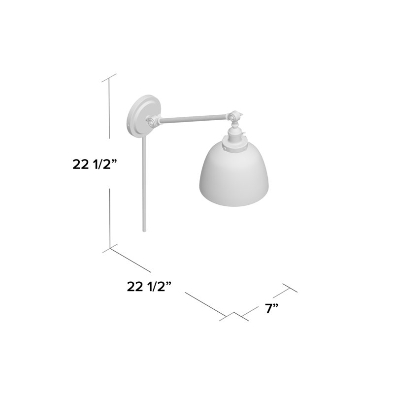 Martucci Plug-in Swing Arm Sconce, Rubbed Brass, Seedy Glass
