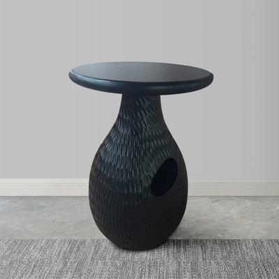 14 Inch Side End Table, Artisan Handcrafted Mango Solid Wood