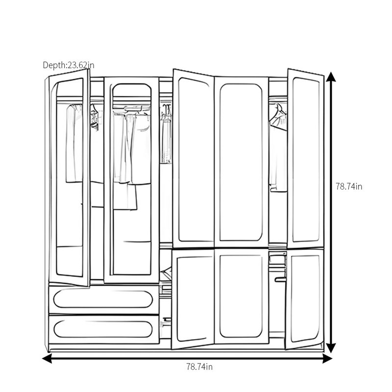 Garde-robe simple et haut de gamme, H 79 po x l 79 po x P 24 po