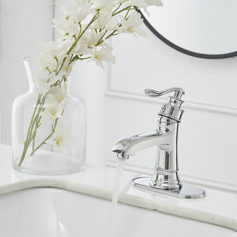 Single-Hole Single-handle Bathroom Faucet with Drain Assembly, Chrome