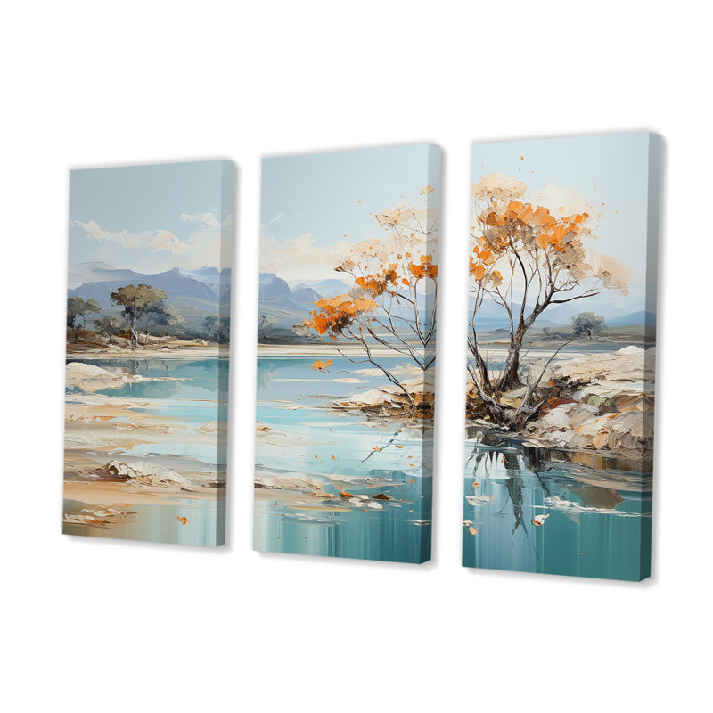«Rivers», paysage liquide, ensemble d'art sur toile, H 32 po x l 48 po x P 1 po