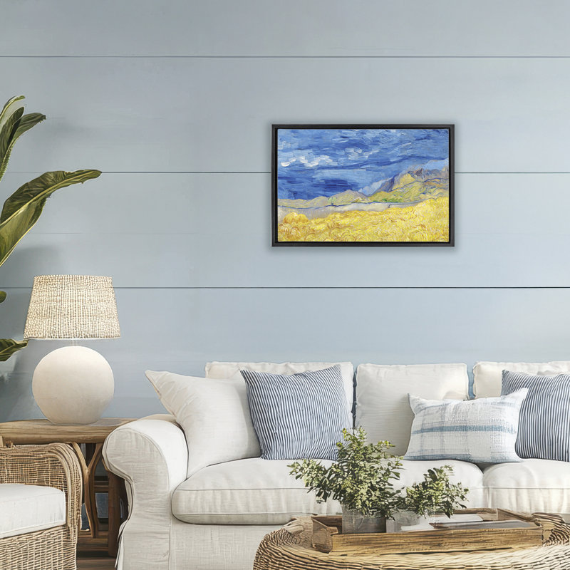 Cadre flottant Land Meets Sky Expressionist, design par Seven Trees Design, Cadre flottant noir de jais, H 17 po x l 25 po