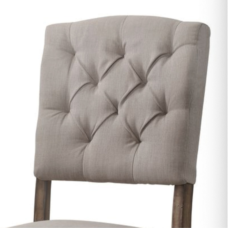 Ensemble de 2 chaises d'appoint en lin beige et chêne vieilli, Chêne, Gris foncé