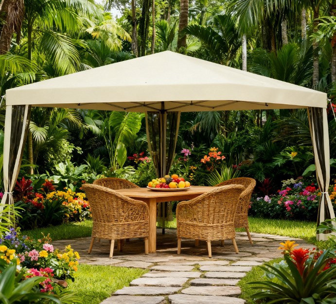 Pièce moustiquaire, moustiquaire avec filet, pavillon de jardin instantané, avec sac de transport, hauteur réglable, Beige