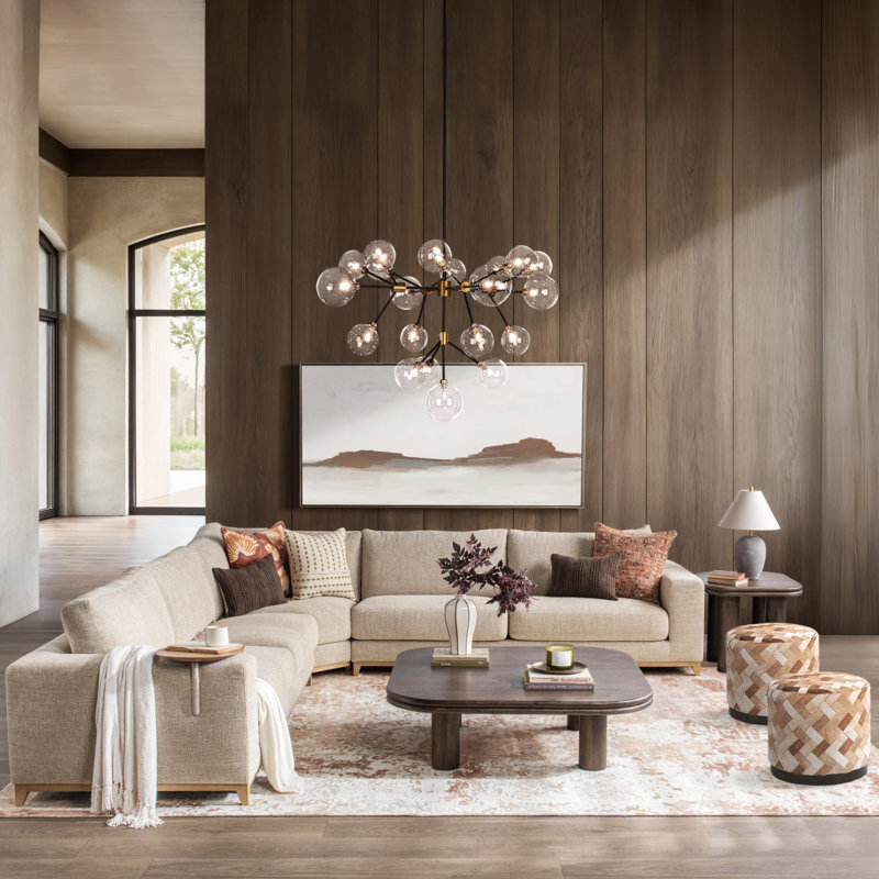 Donovan 3 - Piece Sectional, Bisque Polyester Blend