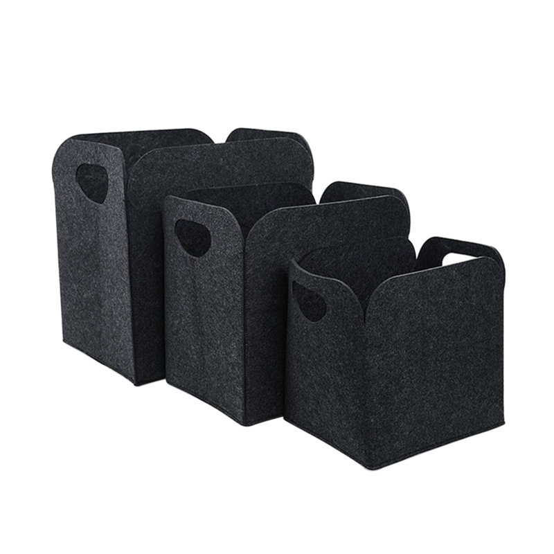Ensemble de 3 paniers de rangement en feutre, Noir