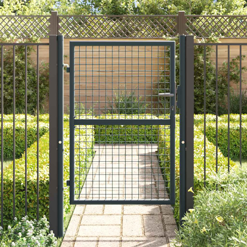 Mesh Garden Gate Galvanised Steel 100x125 cm Grey, 39.4" x 49.2"