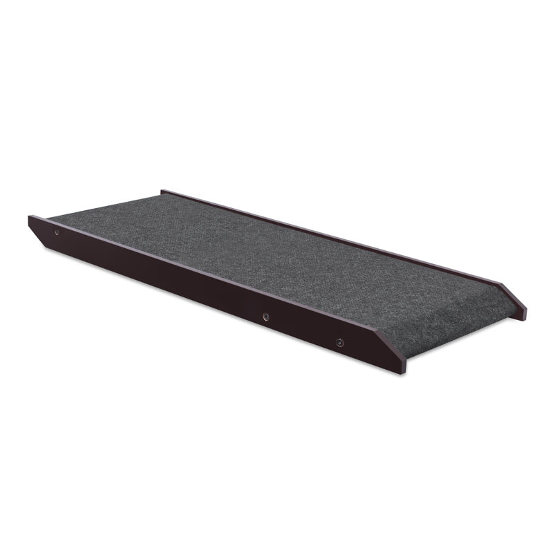 Espresso Adjustable Wooden Pet Ramp with Grip Carpet