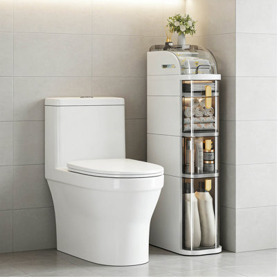 Bathroom Floor Cabinet, 5-Tier Narrow Bathroom Storage Cabinet, Mobile And No Installation Required, Perfect For Small Space Laundry Rooms, Toilet Areas And Living Room Gaps
