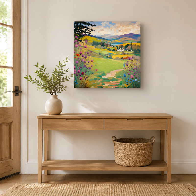 Tranquil Countryside View - Art mural sur toile tendue, H 12 po x l 12 po x P 1 po