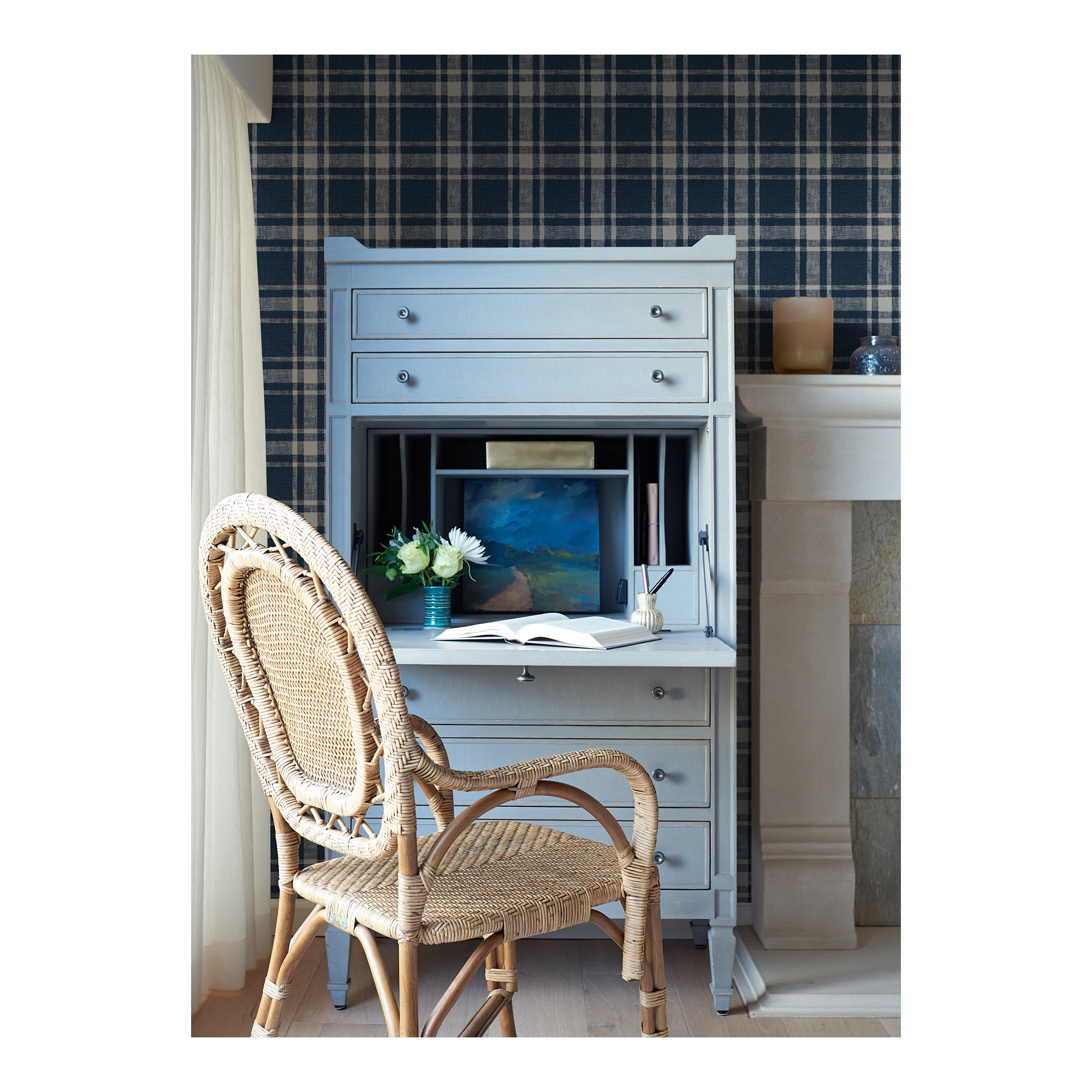 Haslet Checkered Roll, Dark Blue