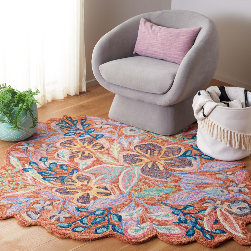 Jardin Hand Tufted Wool;Cotton Floral Indoor Rug, Round 5'