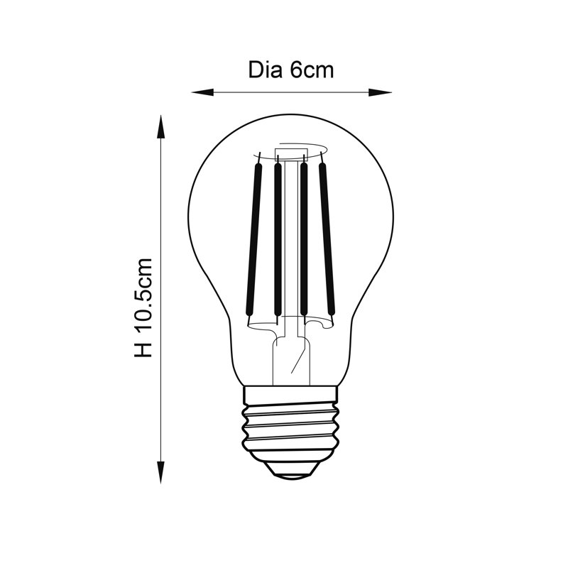 E27 ES A60 GLS LED Dimmable Bulb - 2700K Warm White, 1100 Lumens, 8W