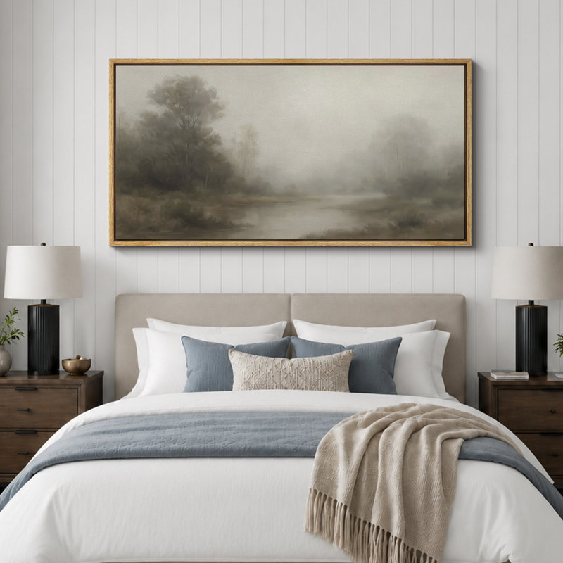 Grande impression sur toile encadrée - impression de paysage rétro pour décor de maison de campagne moderne, Naturel