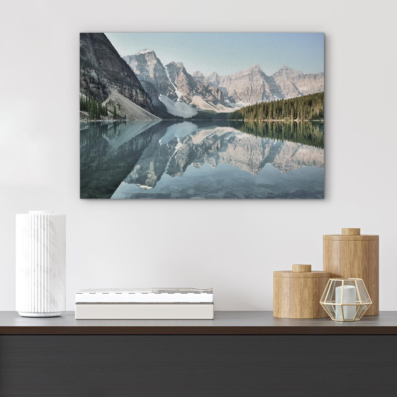 Paysage naturel «Mountain Range Forest Reflection» sur toile, H 16 po x l 24 po