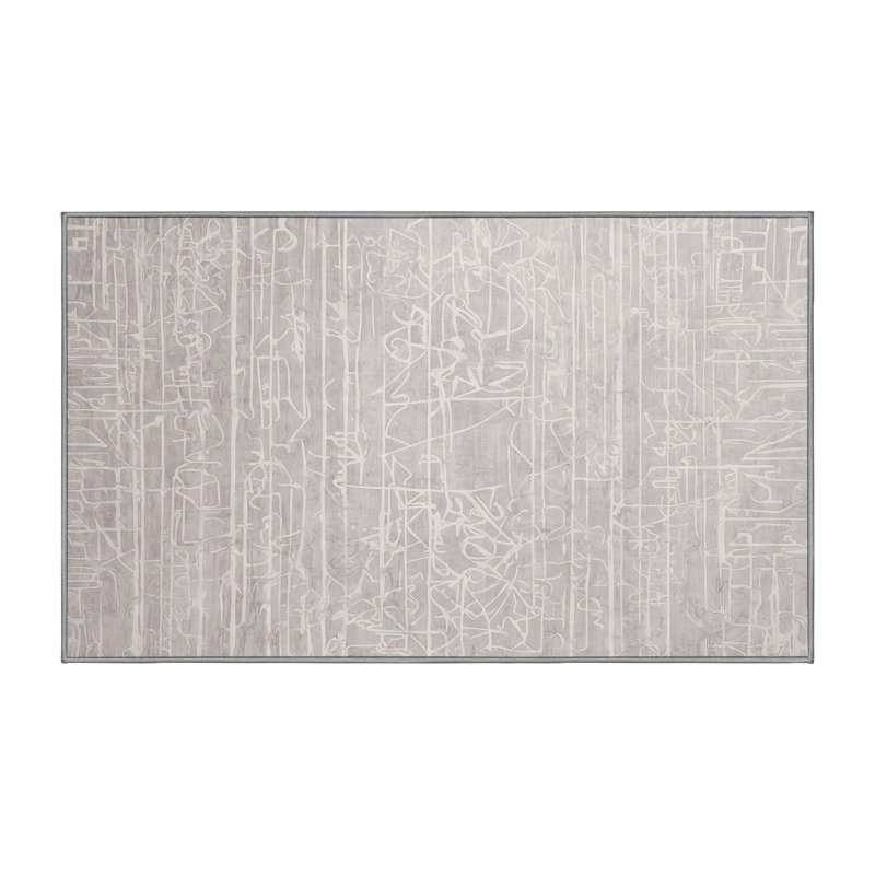 Machine Washable Gray Area Rug, Rectangle 2' x 3'
