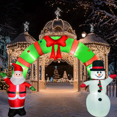 Décoration d'intérieur et d'extérieur gonflable 12 pi. Pour Noël, arche, père Noël et bonhomme de neige avec lumières DEL intégrées - Grand accessoire de jardin pour les fêtes, décoration de Noël