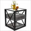 Ensemble de 2 tables de bout modernes avec tiroir - Tables de chevet pour chambre à coucher et salon, panneau de fibres à densité moyenne en bois naturel et plateau en verre trempé, style industriel-939289897