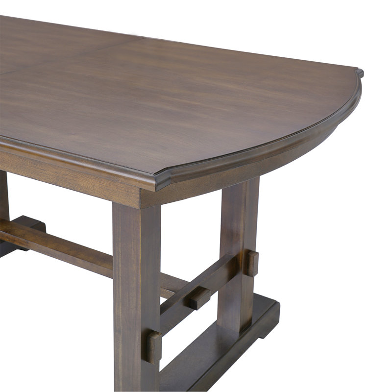 Table de salle à manger en bois extensible Colson avec rallonge amovible, Brun