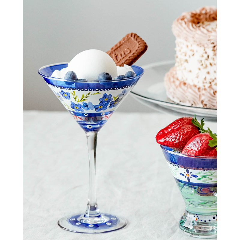 Verre bleu 7,25 oz. Verre à martini à pied