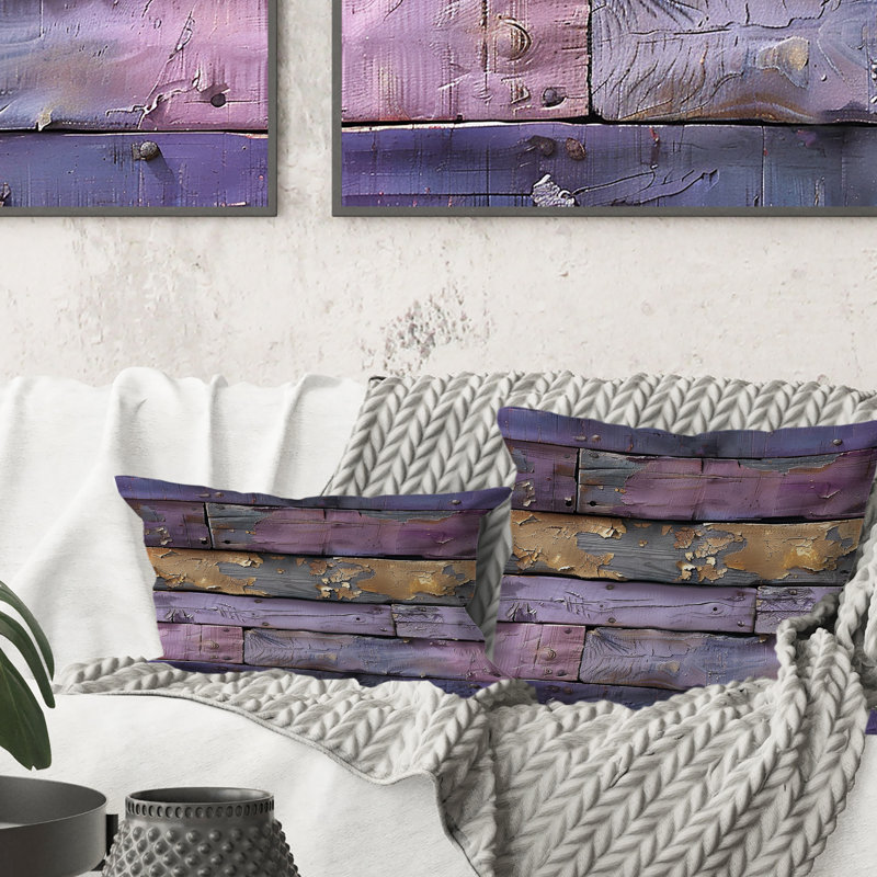 Coussin Lilac Barn Wood I - Farmhouse, H 16 po x l 16 po, Carrée