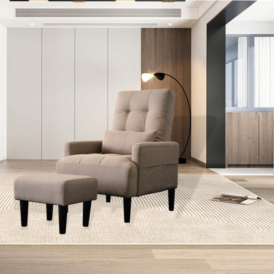 Fauteuil moderne en tissu avec fonction de poussée et angles réglables pour les loisirs.