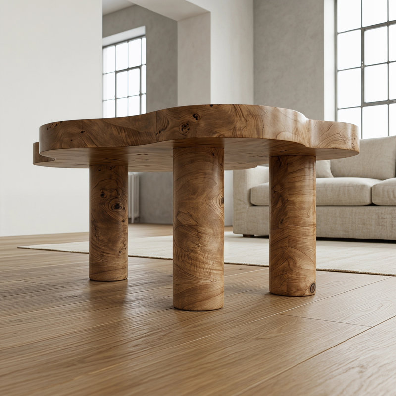 Cloud Shaped Coffee Table, Natural Wood
