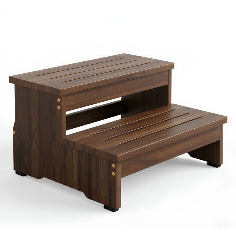 Acacia 2-Step Stool 25" - 500 Lb Capacity, Walnut, 25