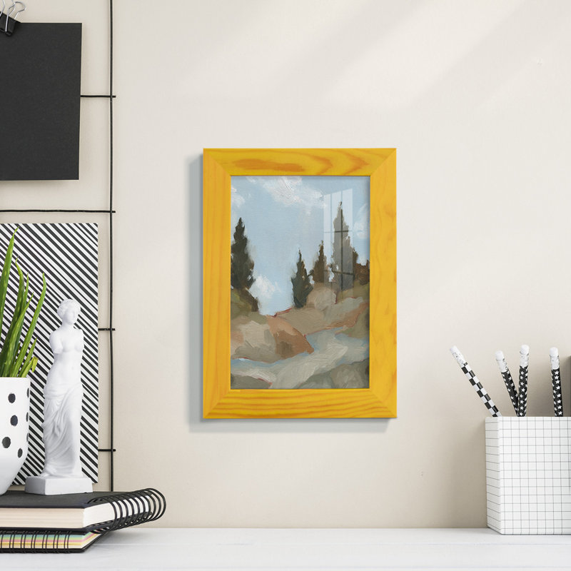 West Fourche Trail II sur papier, H 7 po x l 5 po x P 1 po, Jaune