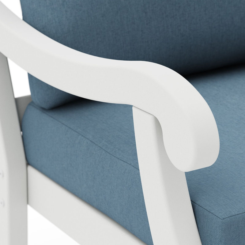 Causeuse POLYWOOD x Birch Lane Verlyn, Coussin bleu ciel / structure blanche