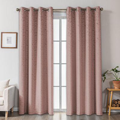 Ultra Soft Velvet Embossed Floral Room Darkening Grommet Curtain Pair