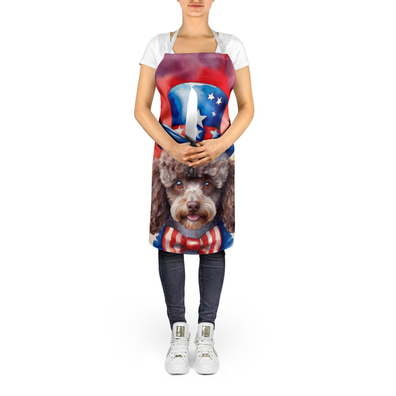 Patriotic American Apron, Light Brown Poodle