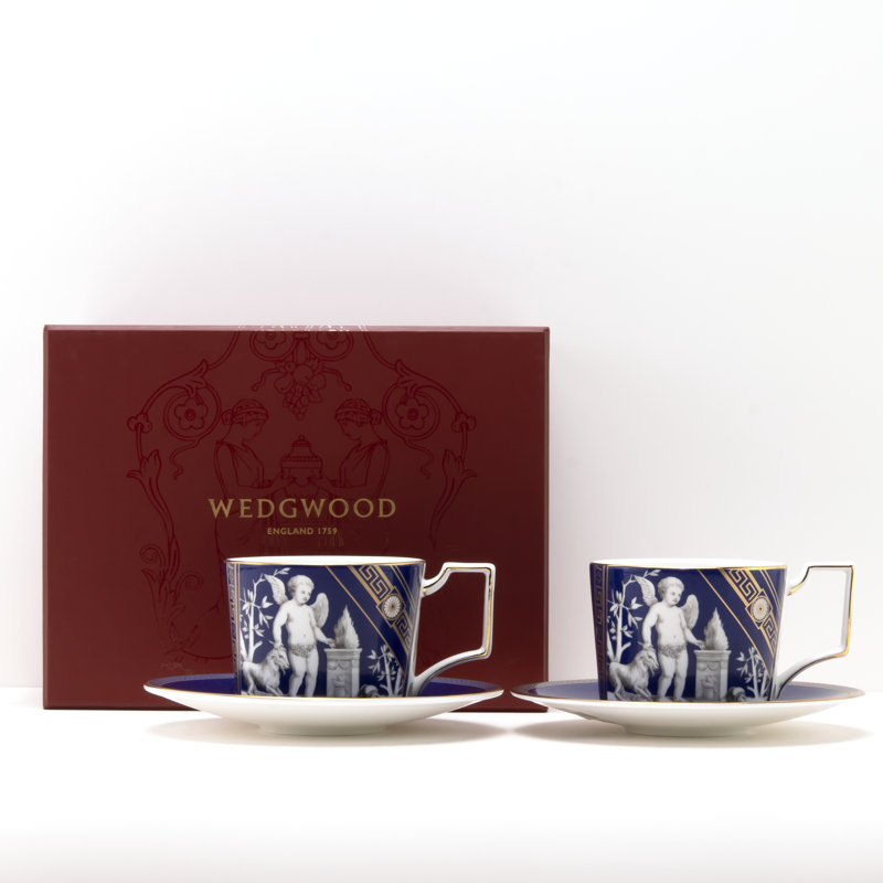 Renaissance Bone China Teacup, Blue/Gold