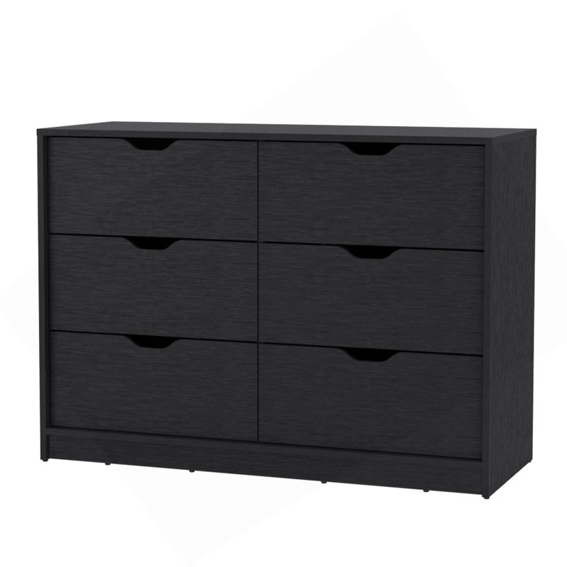Commode double 4 tiroirs Basilea, Noir