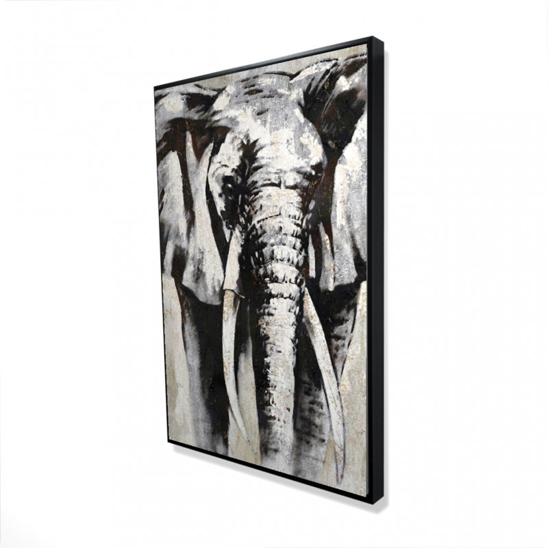 Impression d'éléphant en niveaux de gris sur toile