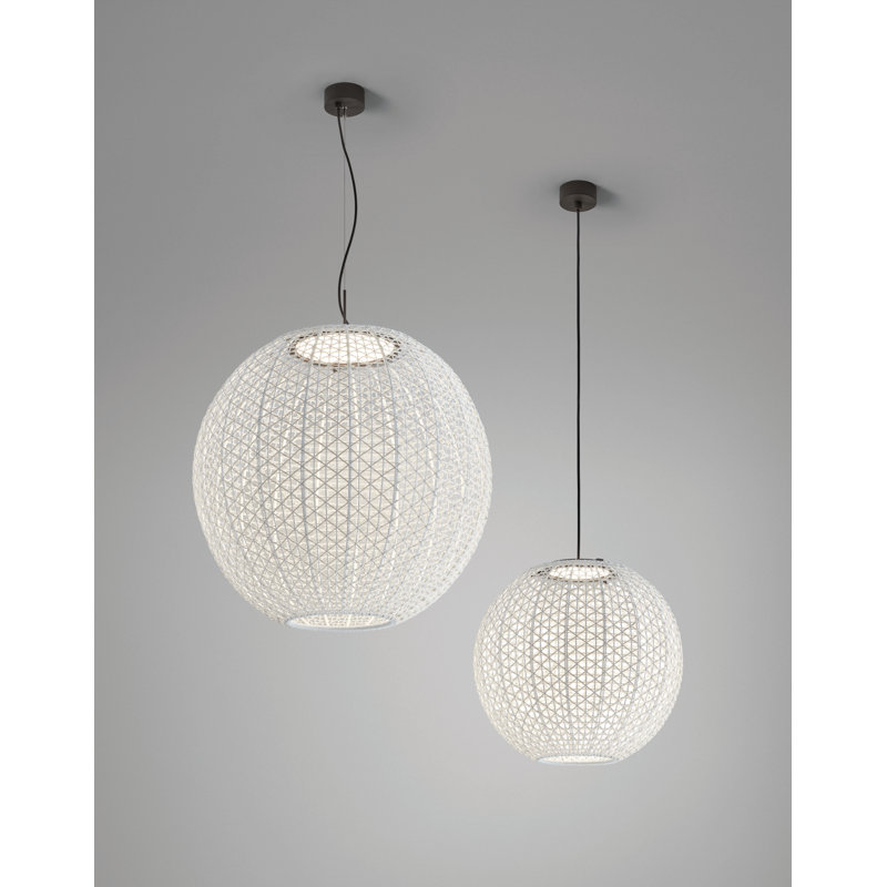 Nans Globe LED Pendant in Graphite Brown with Beige Shade