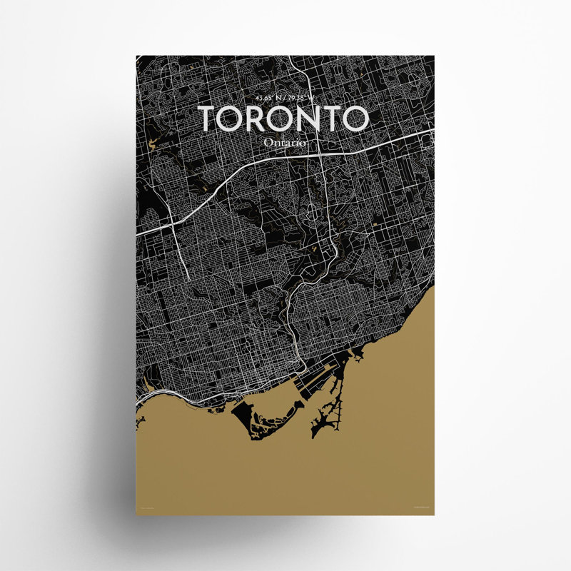 Toronto City Map In Luxe - No Frame Print, 17cm H x 11cm W x 0.05cm D
