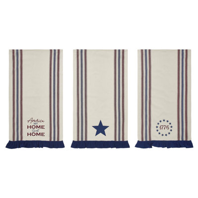 Ensemble de 3 serviettes à thé à volants Celebration America My Sweet Home