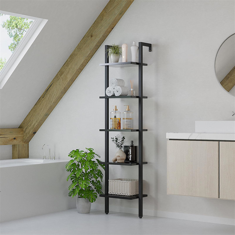 Akeria Metal Ladder Bookcase, 178cm H x 44cm W x 16cm D