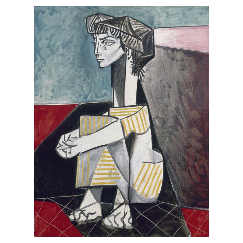 Jacqueline aux mains croisées par Jacqueline Picasso - Estampe numérique, H 40 po x l 32 po