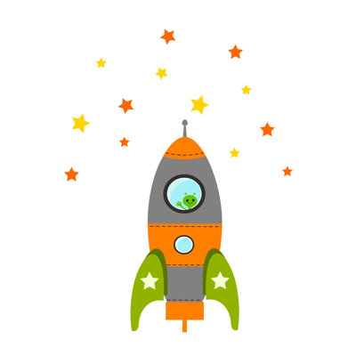 Blast Off Space Rocket Wall Sticker