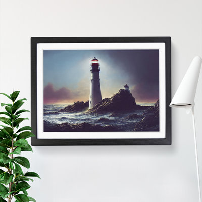 Brave Lighthouse Seascape 1 Piece Single Picture Frame Wall Art
