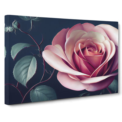 Pleasant Rose Flower - Wrapped Canvas