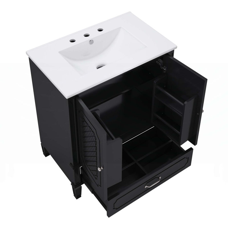 Sophisticated Bathroom Vanity Set with Double Sinks and Versatile Storage, Black