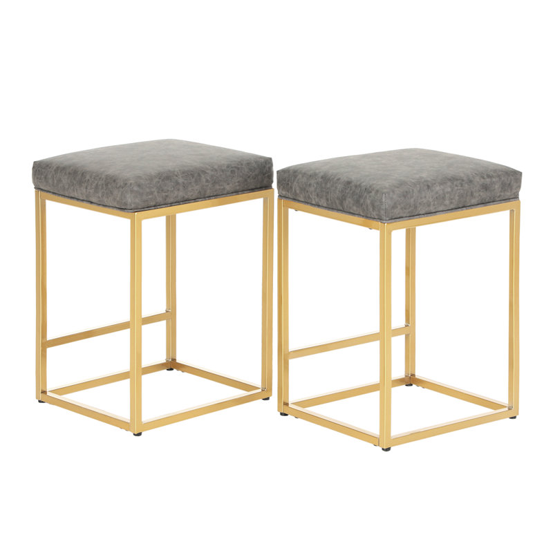 Tabouret de comptoir de cuisine moderne taupe foncé de 24 po avec repose-pieds rembourré Borough, 2
