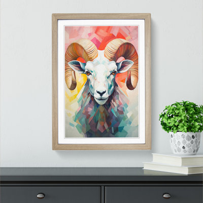 Ram Sheep Geometric - Framed Print