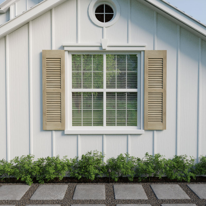 Americraft Two Equal Louver Shutters (Per Pair), Unfinished, 15", 72"