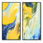 Ensemble de 2 peintures sur toiles - Marbre jaune et bleu foncé-1800213271-1800213274