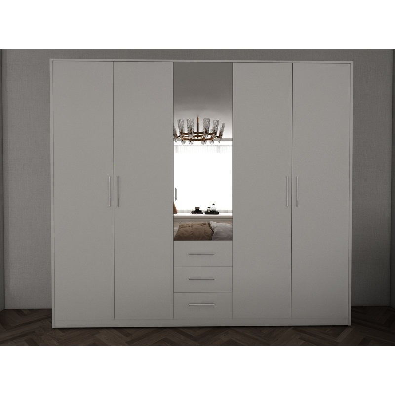 Pamel 5 Door Manufactured Wood Wardrobe, White