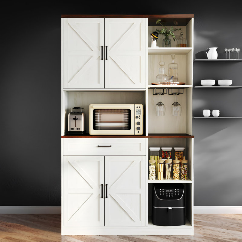 Garde-manger multifonctionnel 71 po avec station de charge et éclairage RVB, buffet de rangement